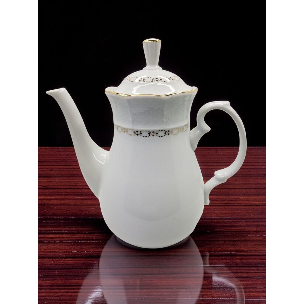 vintage baum bros formalities fine bohemian porcelain white gold pattern tea pot